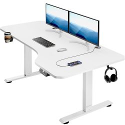 Höhenverstellbarer Schreibtisch Weiß 160x75x73-118cm