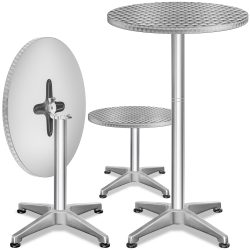 Stehtisch 2er-Set Silber Alu Ø60cm klappbar, höhenverstellbar