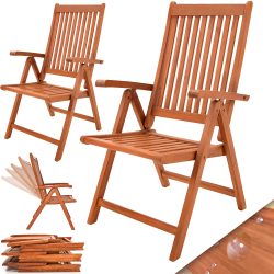 Klappstuhl 2er-Set ergonomisch verstellbar 5 Positionen Eukalyptus