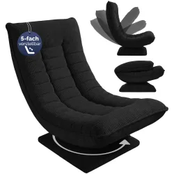 Sessel Aberdeen Schwarz Cord 5fach verstellbar 360 Grad drehbar klappbar