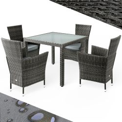 Polyrattan Garten-Sitzgruppe Bali 5-tlg Grau/Anthrazit