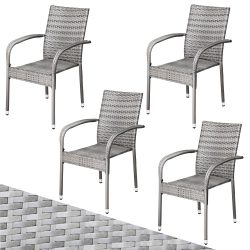 Polyrattan Stapelstuhl Comfort 4er-Set Grau