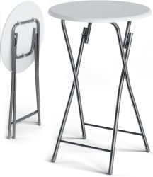 Stehtisch 2er-Set Ø60cm klappbar Holzdekor Weiß
