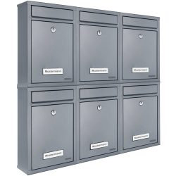 Briefkasten 6er-Set Silber mit je 2 Schlüsseln