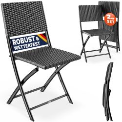Polyrattan Klappstuhl Rom 2er-Set Anthrazit