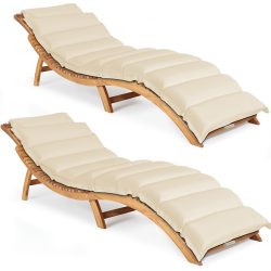 Faltbare Gartenliege 2er-Set Akazie FSC®-zertifiziert inkl Auflage Creme