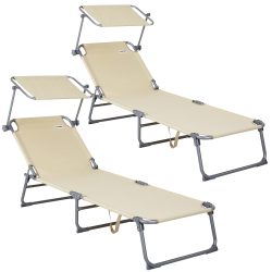 Gartenliege Hawaii 2er-Set Beige Alu 190x60x30cm