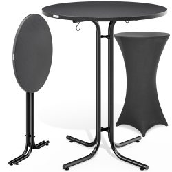 Stehtisch Grau 110x80cm + Stehtischhusse Anthrazit Ø80cm