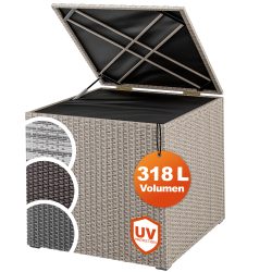 Gartenbox Polyrattan 318L Creme mit Innenverkleidung wetterfest