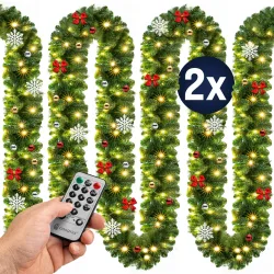 Weihnachtsgirlande 5m 2er-Set geschmückt inkl Fernbedienung