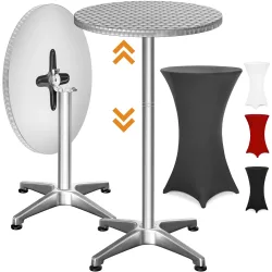 Stehtisch Silber 115x60cm + Husse Anthrazit Ø60cm
