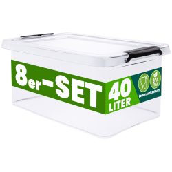 Aufbewahrungsbox 8er-Set 58x39x26cm 40L transparent stapelbar BPA-frei