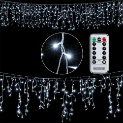 Regenlichterkette LED Weihnachten Kaltweiß 10m Fernbedienung