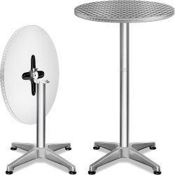 Stehtisch 2er-Set Ø60cm Alu klappbar höhenverstellbar Silber