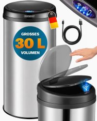 Sensor Mülleimer Silber Edelstahl 30L