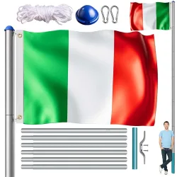 monzana® Fahnenmast Alu 650cm mit Italien-Flagge