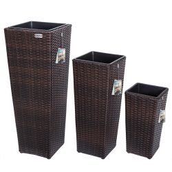 Polyrattan Blumentopf 3er-Set Braun