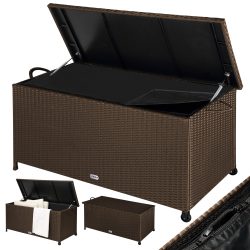 Gartenbox Polyrattan Braun 117x53x60cm mit Griffen & Rollen