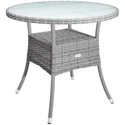 Polyrattan Tisch Grau Ø80cm