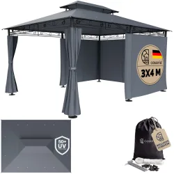 Pavillon Topas Anthrazit 3x4m UV-Schutz 50+