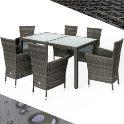 Polyrattan Garten-Sitzgruppe 7-tlg Grau/Anthrazit