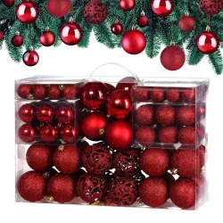 Weihnachtskugeln Rot 100-tlg in matt, glänzend & glitzernd