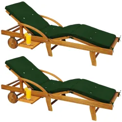 Gartenliege Tami Sun® 2er-Set Akazie inkl Auflage Grün