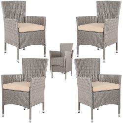 Polyrattan Gartenstuhl 4er-Set Creme/Beige stapelbar
