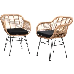 Polyrattan Korbsessel Bali 2er-Set Natur