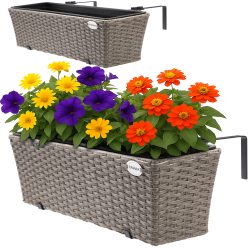 Polyrattan Blumenkasten 2er-Set Creme