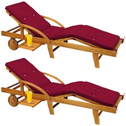 Gartenliege Tami Sun® 2er-Set Akazie inkl Auflage Rot