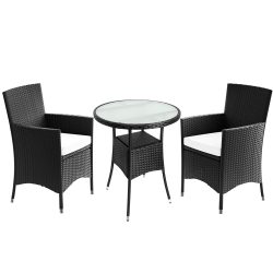 Polyrattan Balkonset 3-tlg inkl Sitzauflagen