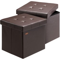Sitzhocker 2er-Set Braun Kunstleder 38x38x38cm faltbar