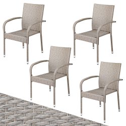 Polyrattan Stapelstuhl Comfort 4er-Set Creme