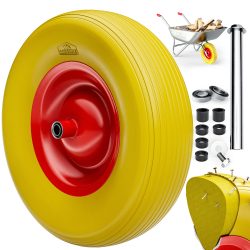 Schubkarrenrad Gelb pannensicher PU-Schaum 200kg Kugellager inkl Achse