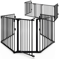 Kaminschutzgitter 2er-Set Schwarz Stahl 306x76,5cm