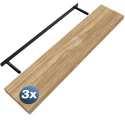 Wandregal Schweberegal 110cm 3er-Set Eiche + Halterung