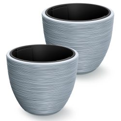 Blumentopf Rillen 2er-Set Grau Kunststoff 40x32cm