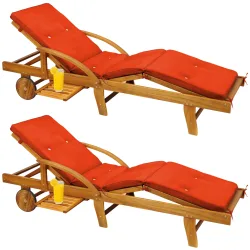 Gartenliege Tami Sun® 2er-Set Akazie inkl Auflage Orange
