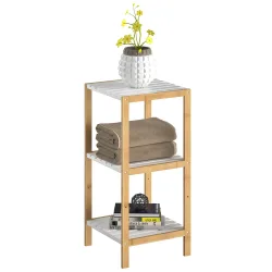 Standregal Bambus Weiß 80x33x34cm