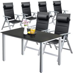 Garten-Sitzgruppe Bern Premium 7-tlg Silber Alu