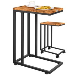 Beistelltisch Schwarz unterfahrbar 50x35x65/70cm mobil Rollen mit Bremse