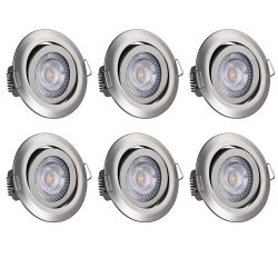 LED Einbauleuchte Krog 6er-Set Nickel