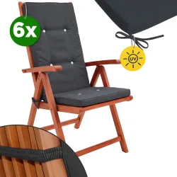 Stuhlauflage 6er-Set Anthrazit für Hochlehner Vanamo
