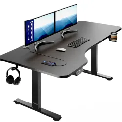 Höhenverstellbarer Schreibtisch Schwarz 160x75x73-118cm