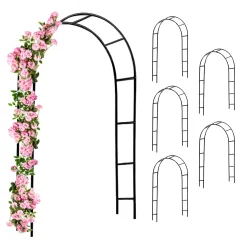 Rosenbogen 6er-Set Schwarz 240x37x140cm
