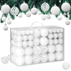 Weihnachtskugeln Weiß 100-tlg in matt, glänzend & glitzernd