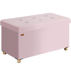 Sitzbank Rosa Samt 76x38x42cm mit Stauraum faltbar
