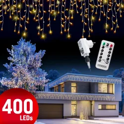 Regenlichterkette LED Warmweiß 15m Fernbedienung