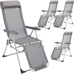 Gartenstuhl Hochlehner 4er-Set Grau Alu